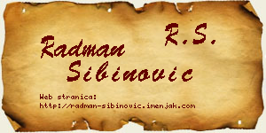 Radman Sibinović vizit kartica